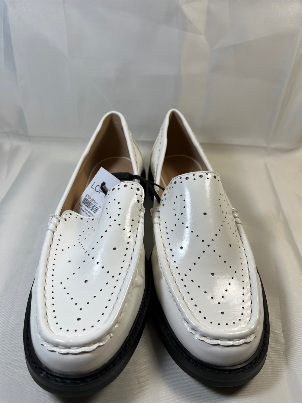 LOFT White Perforated Leather Slip-On Loafers